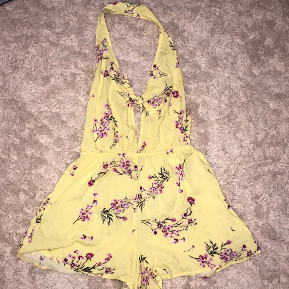 Kendall + Kylie Yellow Halter Floral Romper